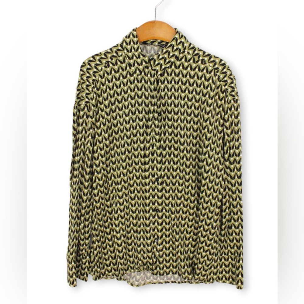 Zara Green and Black Patterned Top